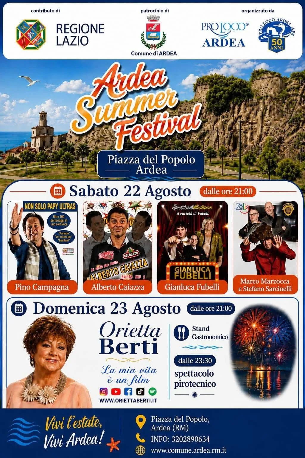 Locandina calendario eventi agosto 2026 a Ardea (Roma)