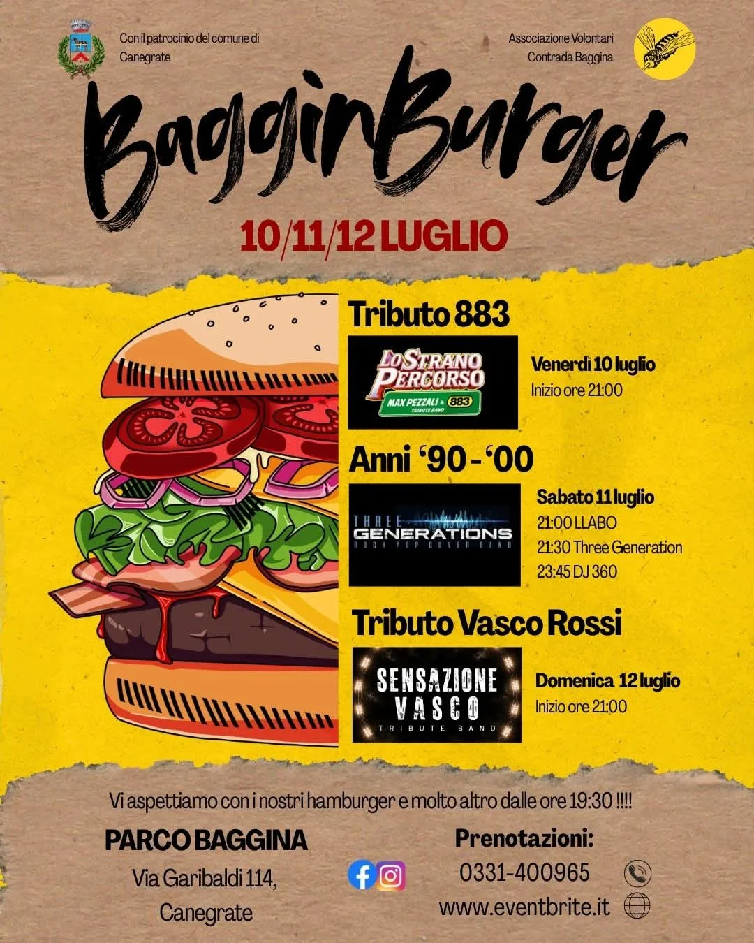 Locandina Baggin Burger 2026 a Canegrate (Milano)