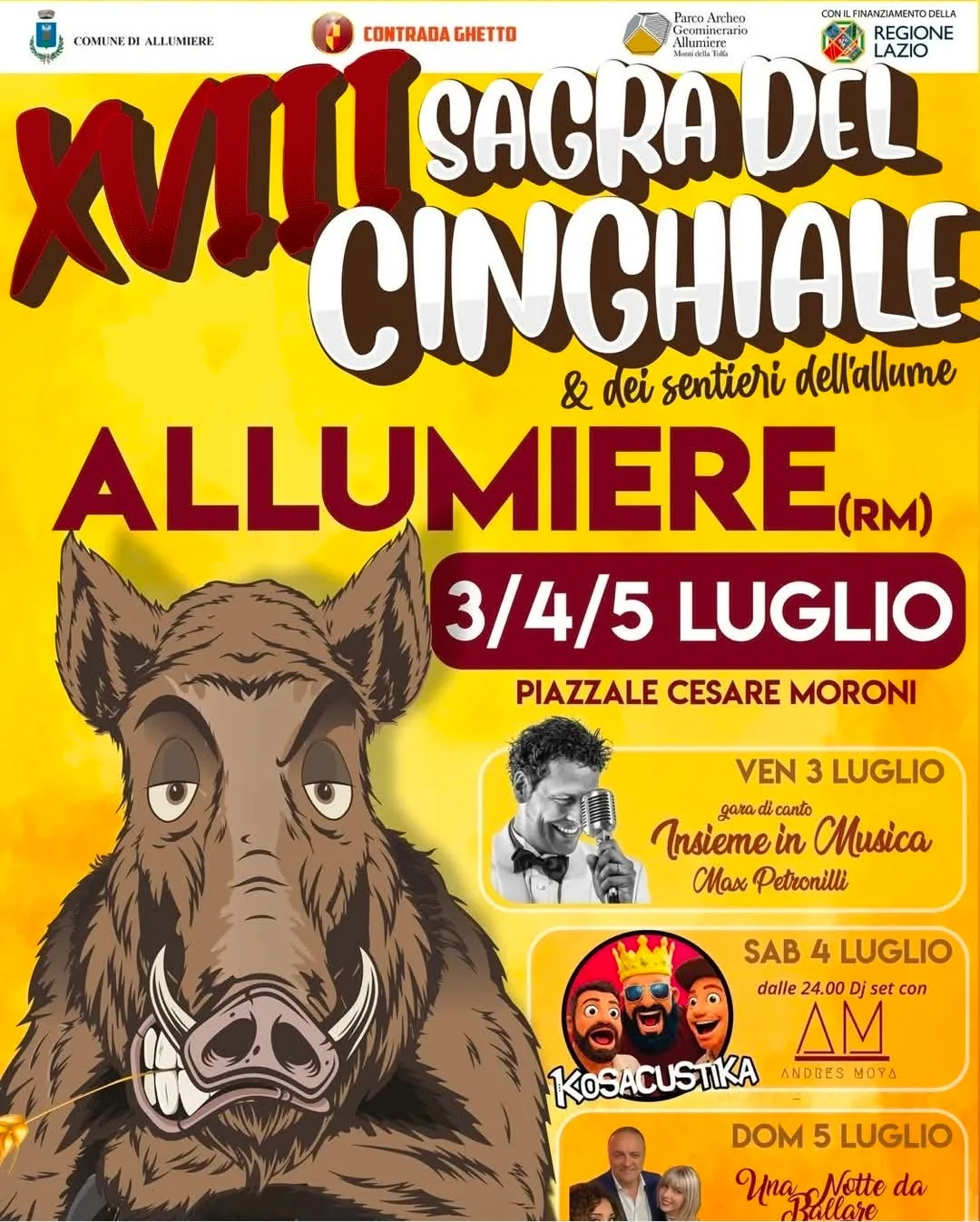 Locandina XVIII Sagra del Cinghiale & dei Sentieri dell'Allume 2026 a Allumiere (Roma)