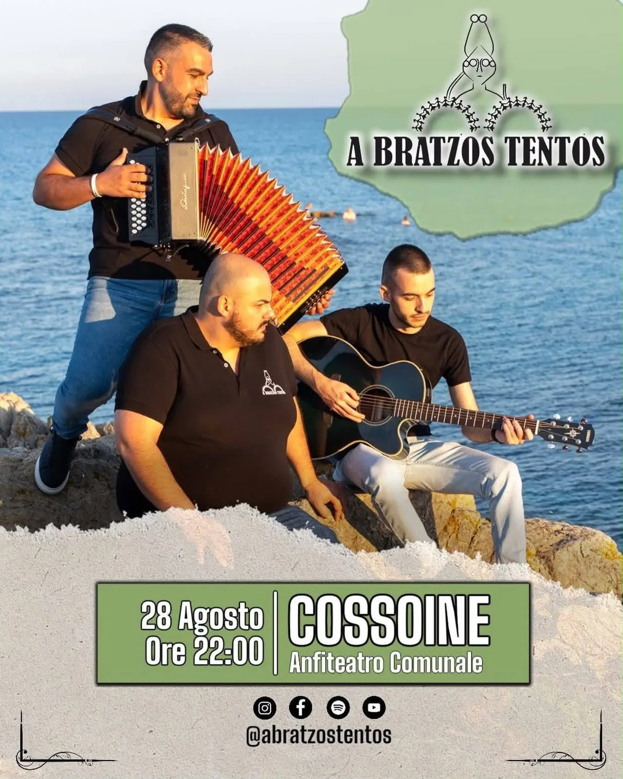 Locandina Concerto A Bratzos Tentos a Cossoine 2026 a Cossoine (Sassari)