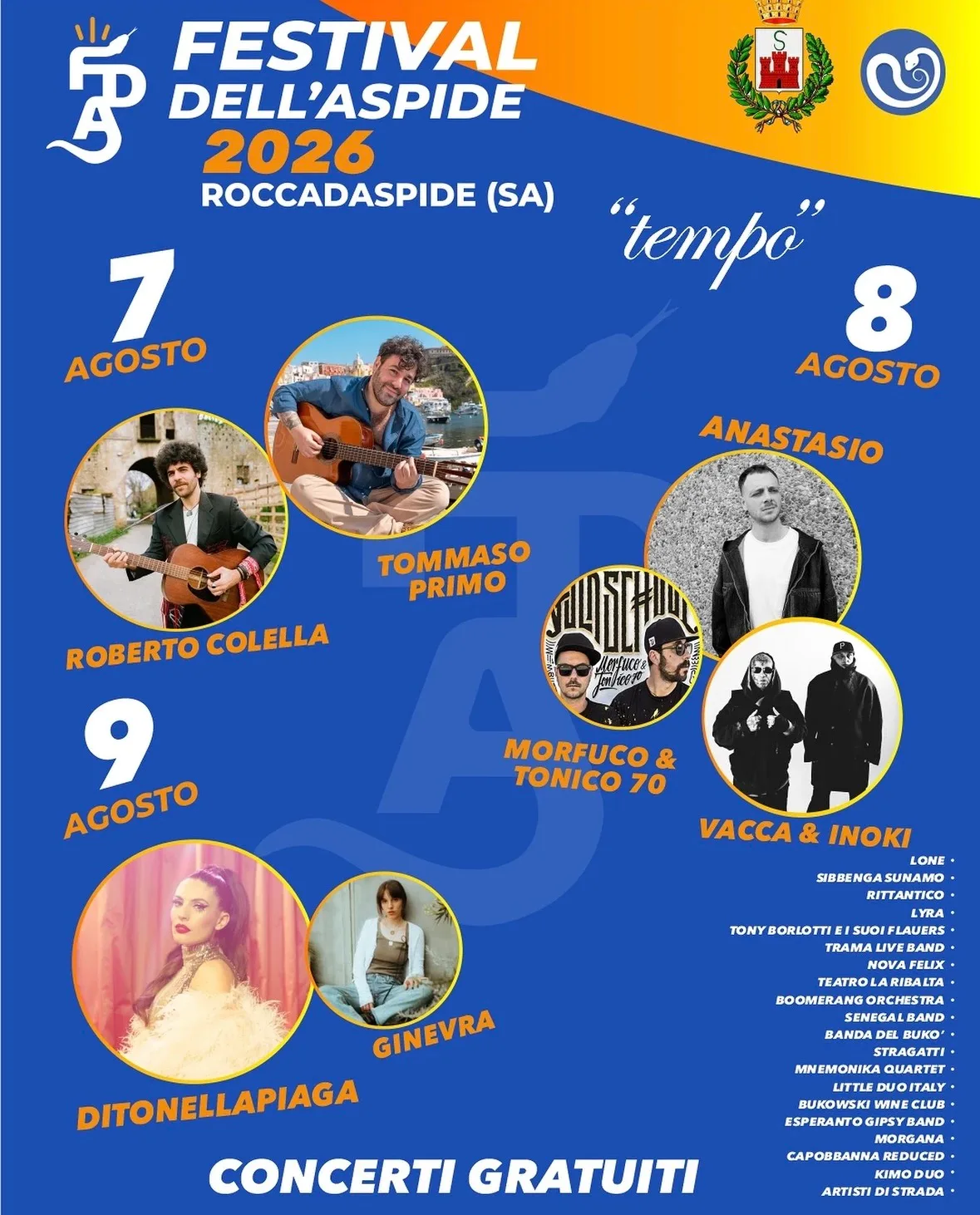 Locandina Festival dell'Aspide 2026 a Roccadaspide (Salerno)