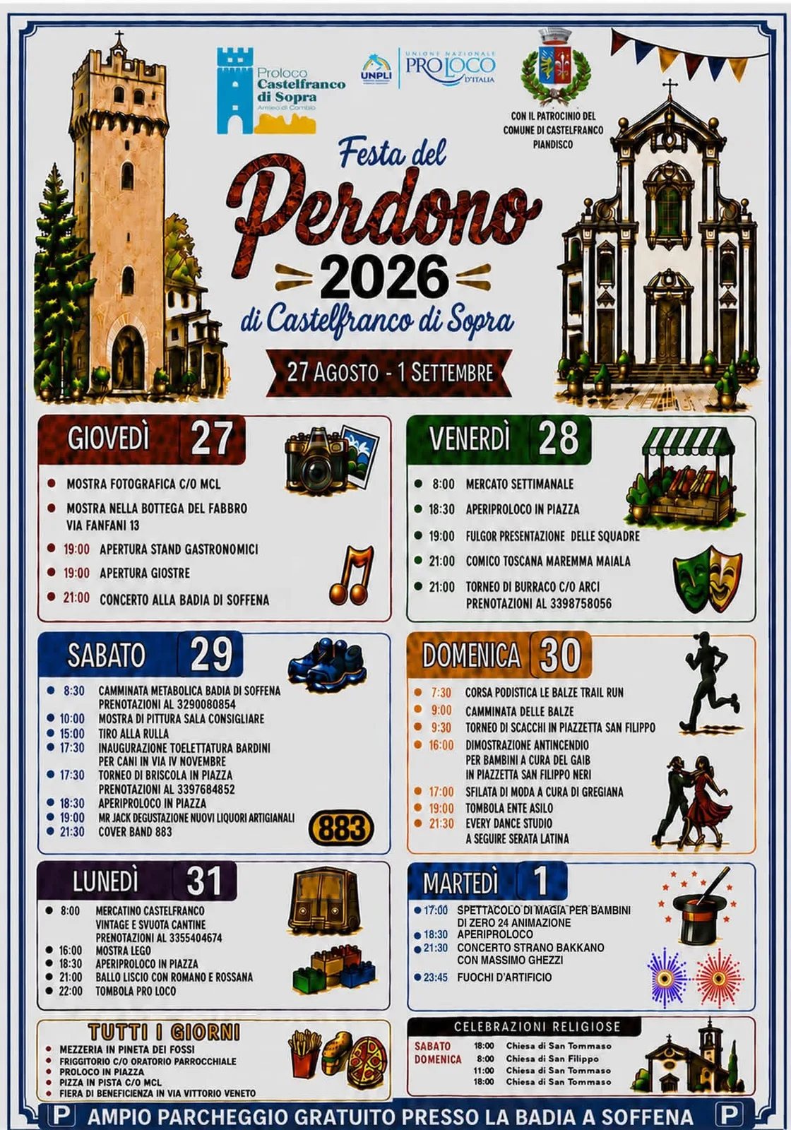 Locandina calendario eventi estate 2026 a Castelfranco Piandiscò (Arezzo)