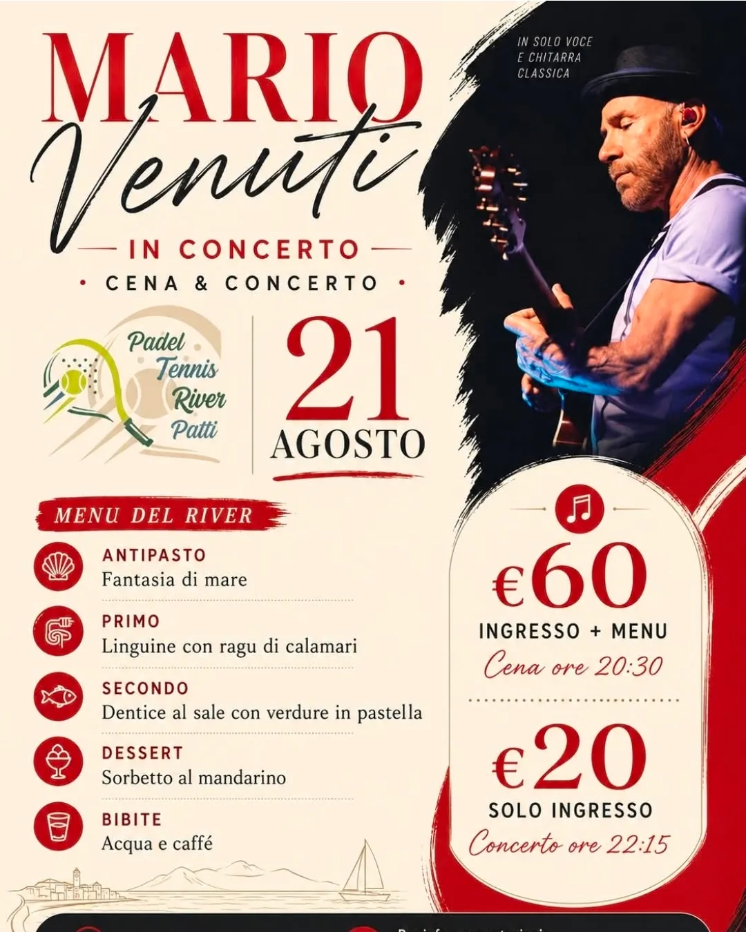 Locandina Mario Venuti in Concerto 2026 a Patti (Messina)