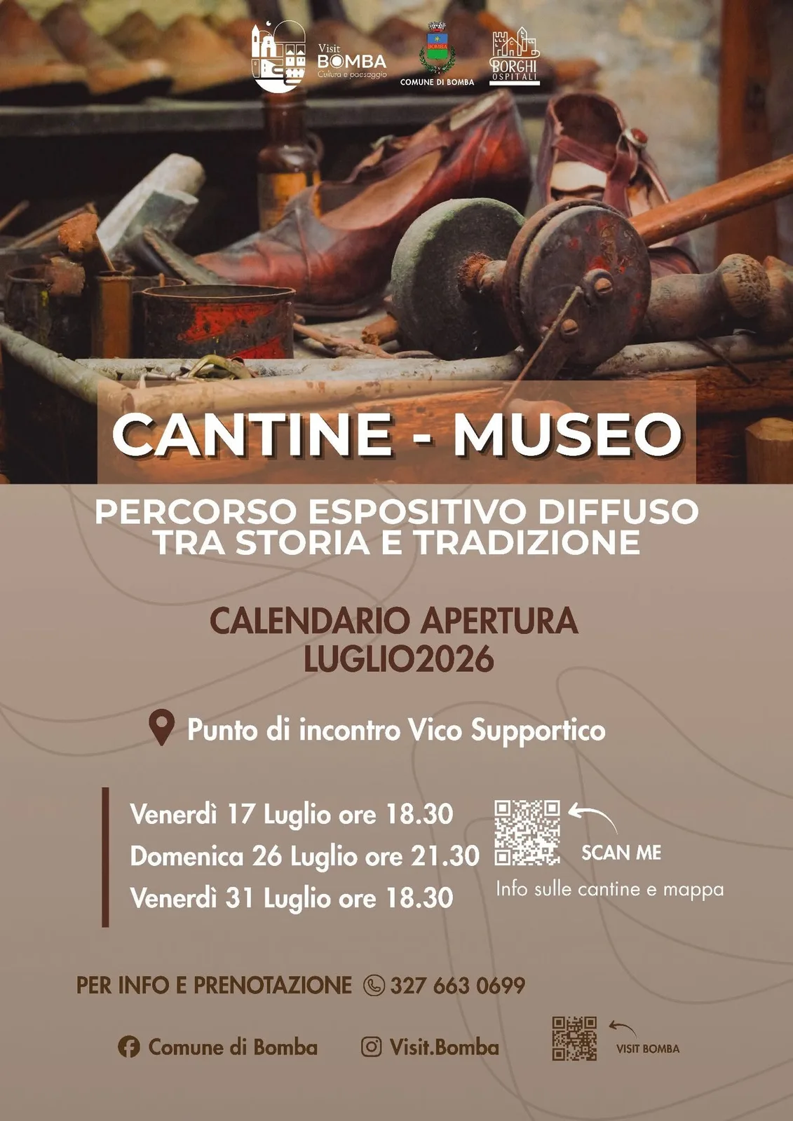 Locandina Cantine - Museo 2026 — Apertura 17 luglio a Bomba (Chieti)