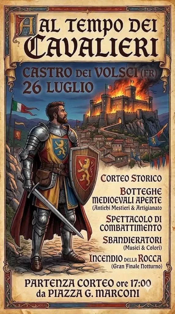 Locandina Al Tempo dei Cavalieri 2026 a Castro dei Volsci (Frosinone)