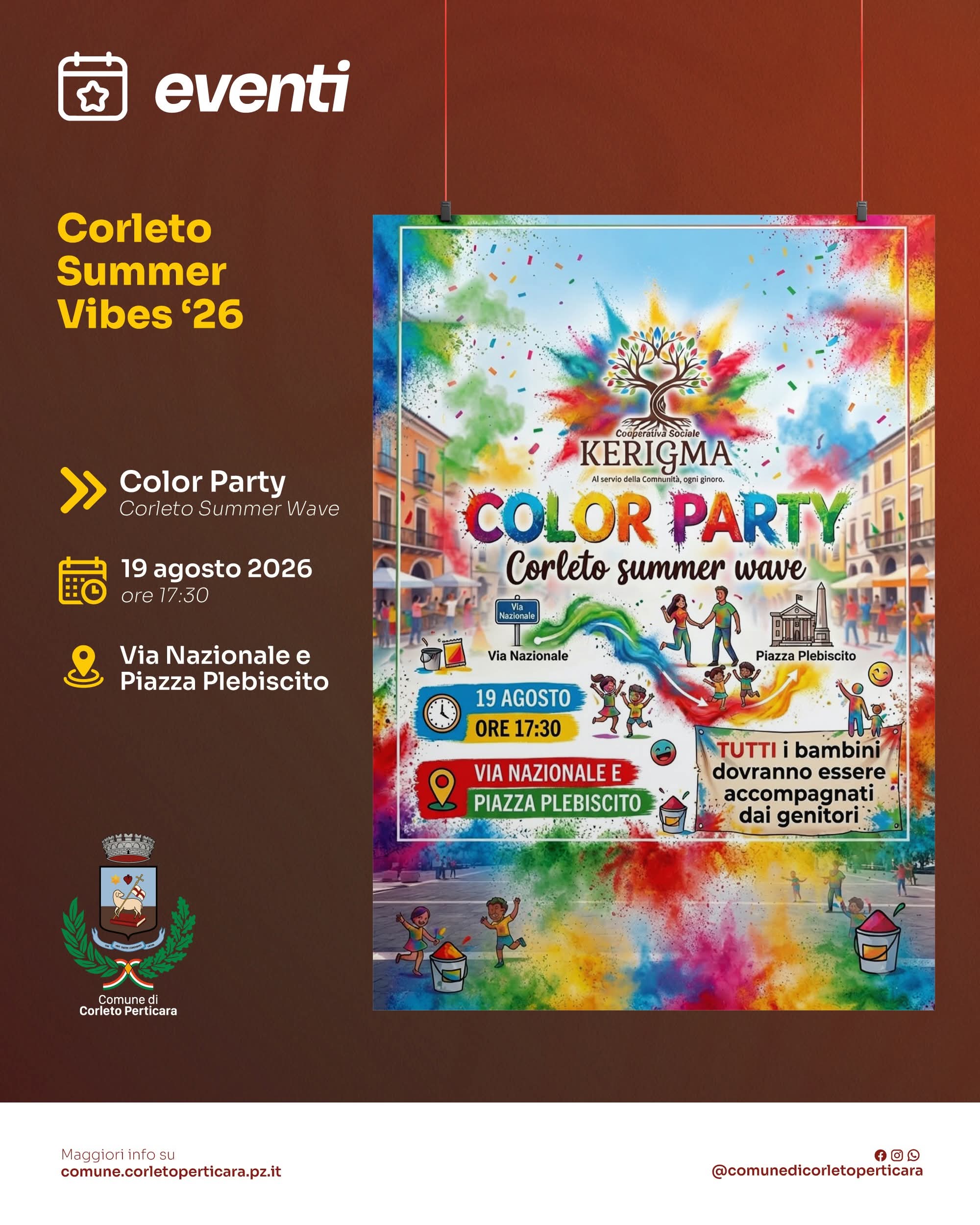 Locandina Color Party — Corleto Summer Wave 2026 a Corleto Perticara (Potenza)