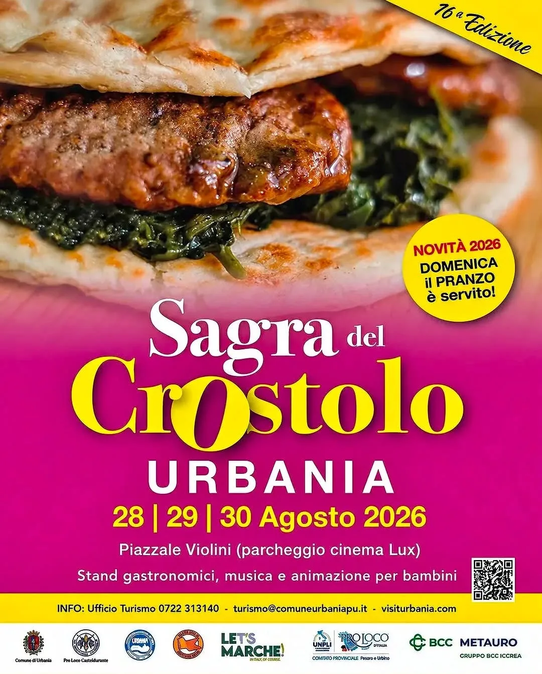 Locandina 16ª Sagra del Crostolo Urbania 2026 a Urbania (Pesaro e Urbino)