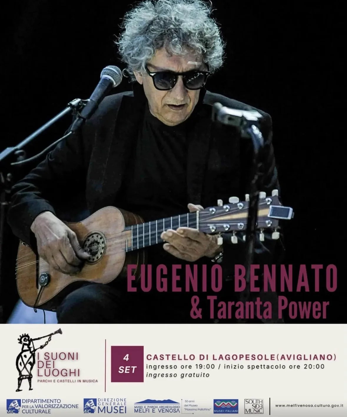Locandina Eugenio Bennato & Taranta Power 2026 a Avigliano (Potenza)