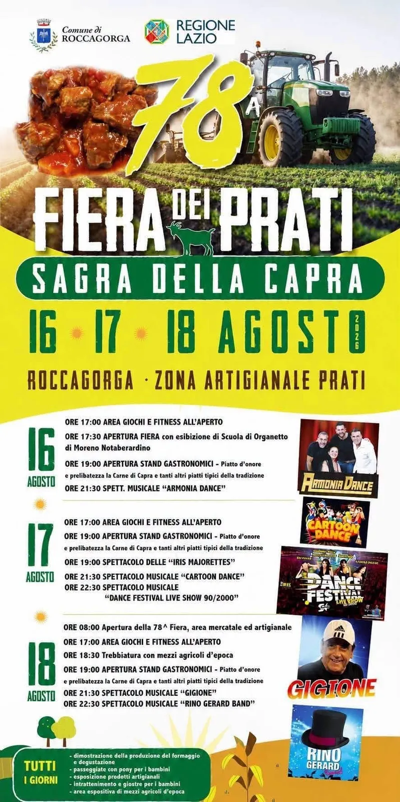 Locandina 78ª Fiera dei Prati - Sagra della Capra 2026 a Roccagorga (Latina)