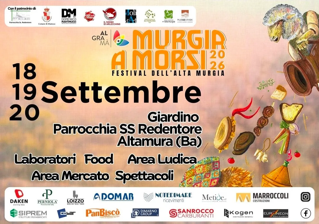 Locandina Murgia a Morsi 2026 - Festival dell'Alta Murgia a Altamura (Bari)