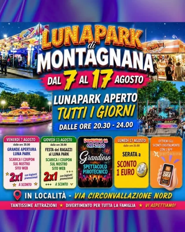 Locandina calendario eventi agosto 2026 a Montagnana (Padova)