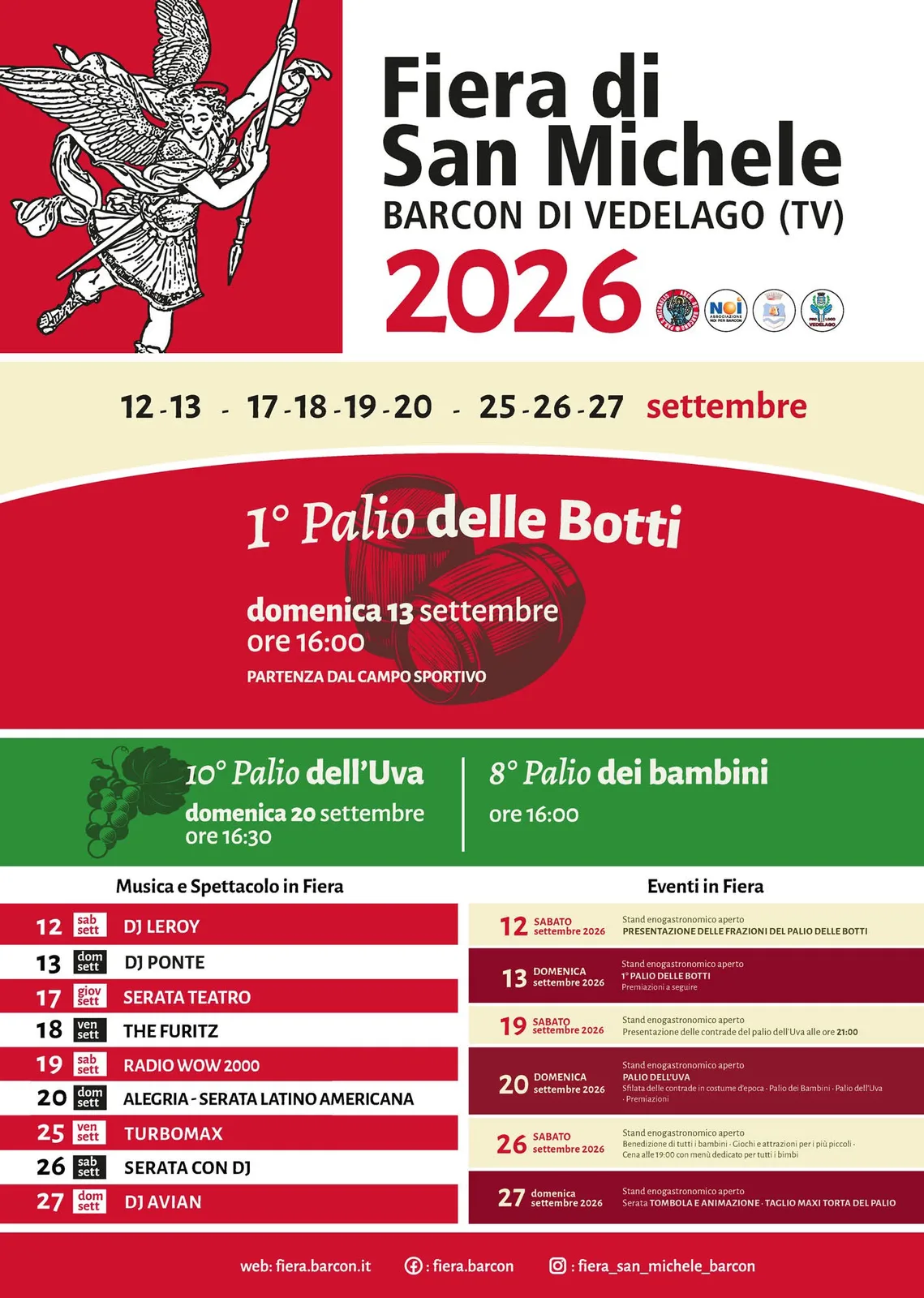 Locandina calendario eventi settembre 2026 a Vedelago (Treviso)