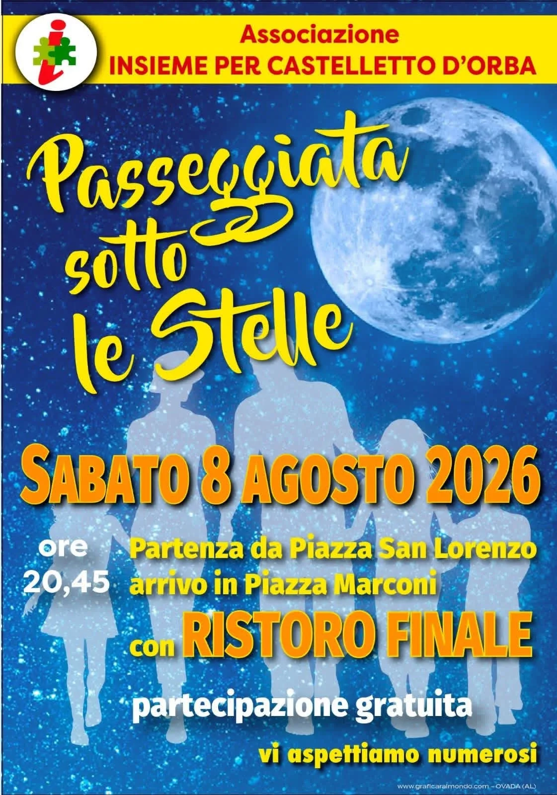 Locandina Passeggiata sotto le Stelle 2026 a Castelletto d'Orba (Alessandria)