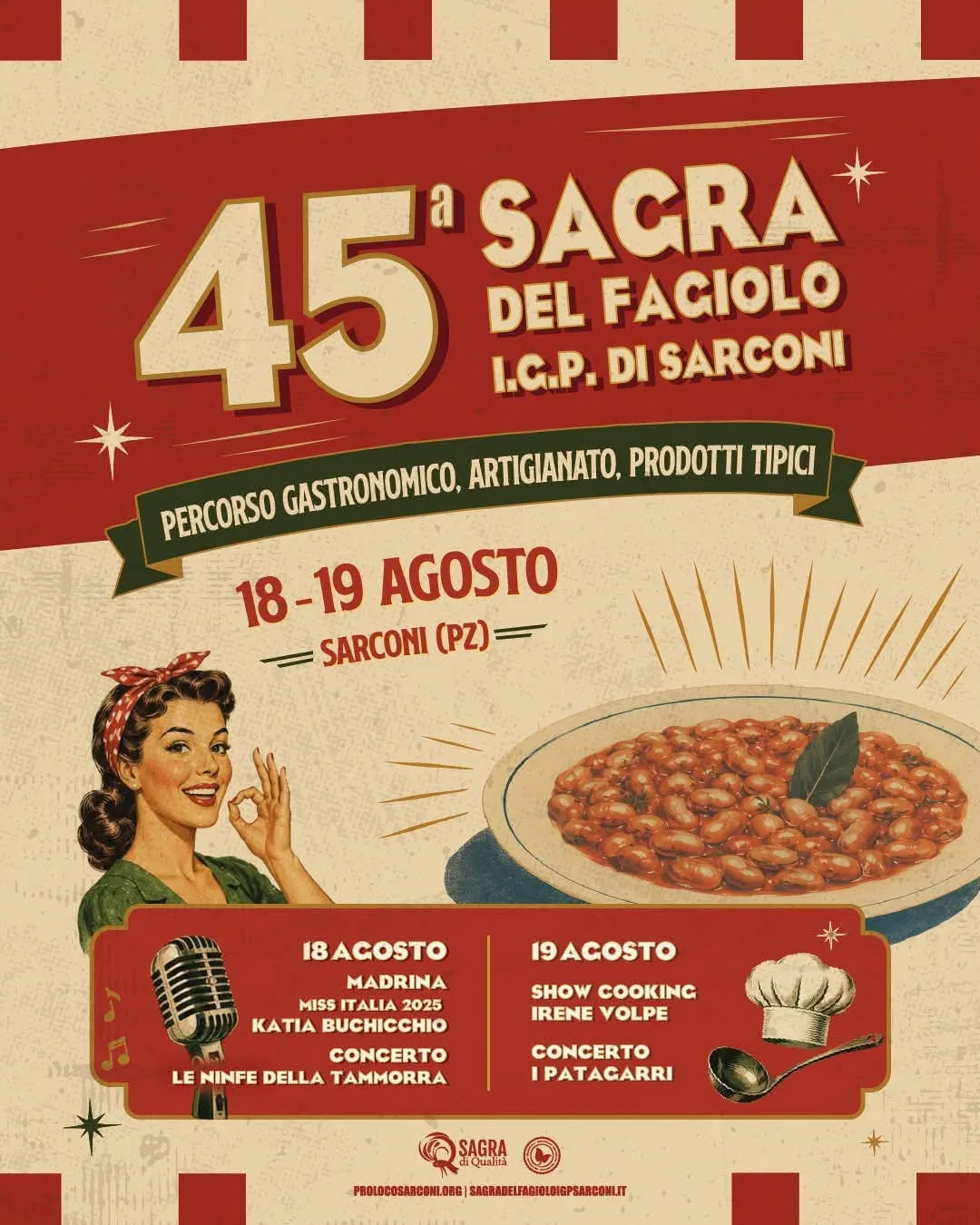 Locandina 45ª Sagra del Fagiolo I.G.P. di Sarconi 2026 a Sarconi (Potenza)
