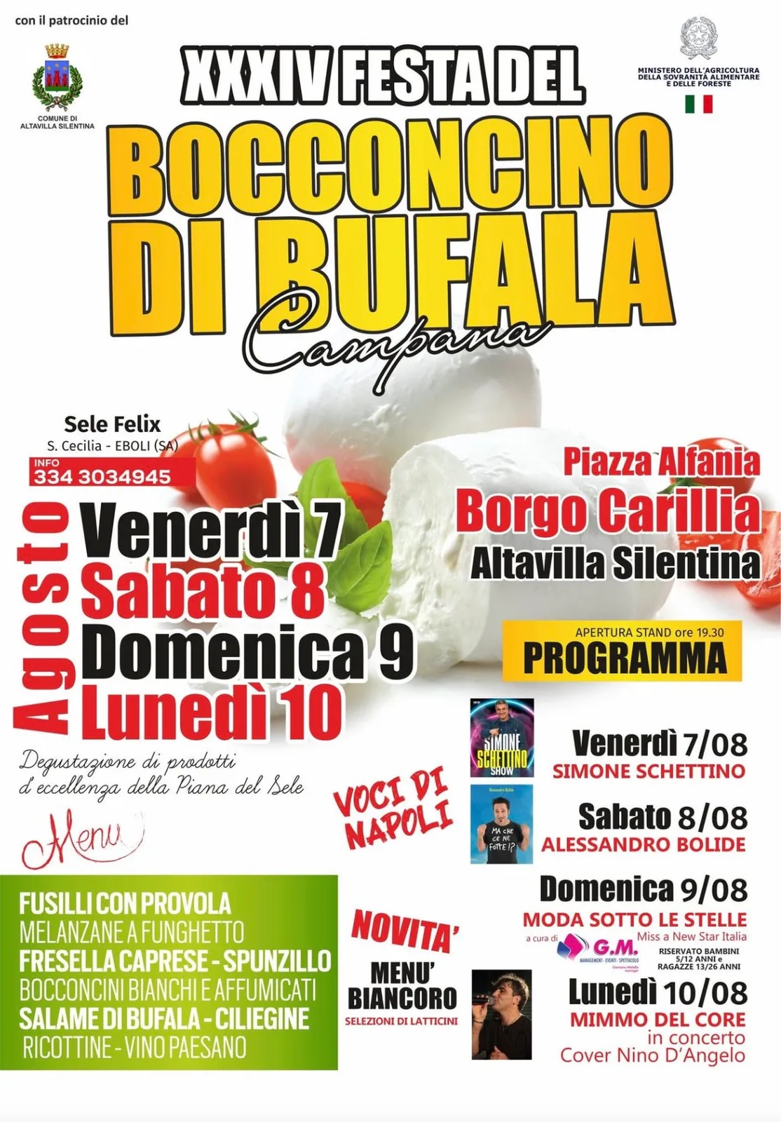 Locandina Mimmo Del Core — 34ª Festa del Bocconcino di Bufala 2026 a Altavilla Silentina (Salerno)
