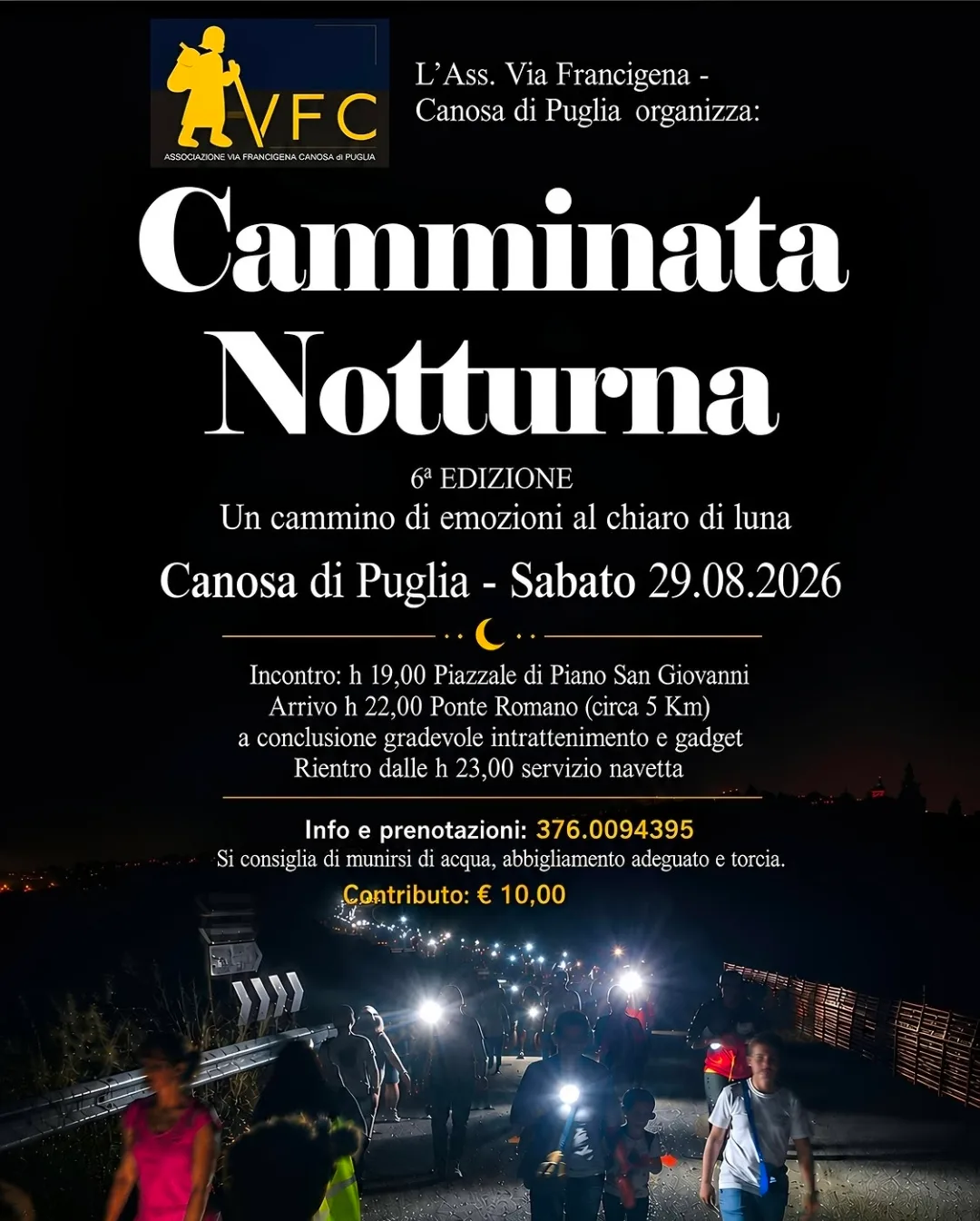 Locandina 6ª Camminata Notturna 2026 a Canosa di Puglia (Barletta-andria-trani)