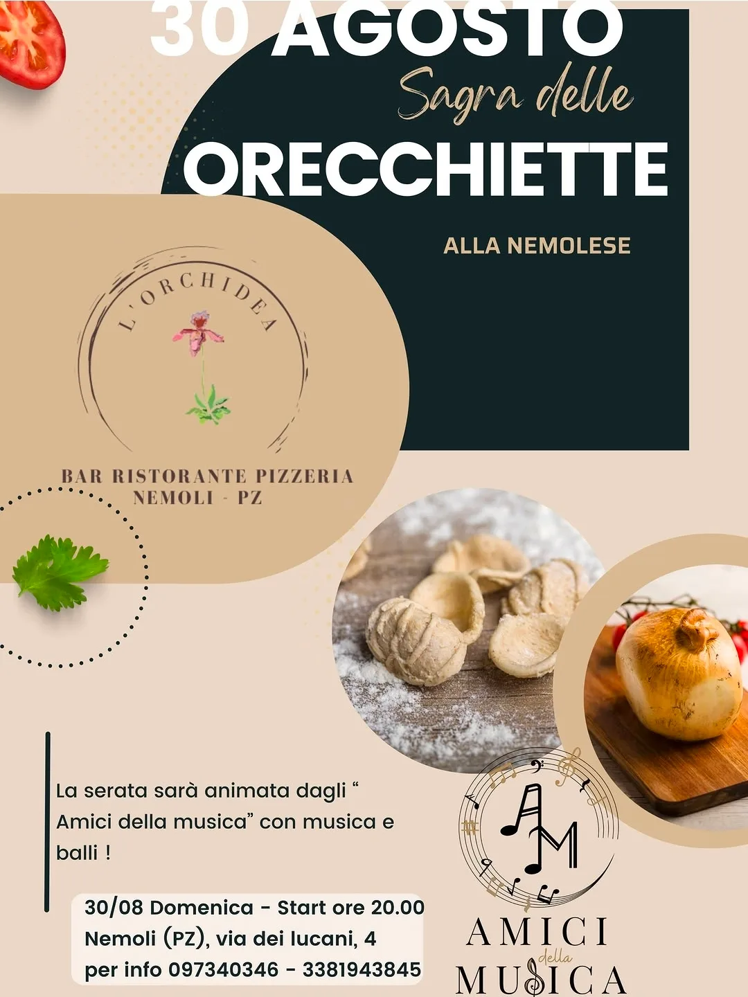 Locandina Sagra delle Orecchiette Alla Nemolese 2026 a Nemoli (Potenza)