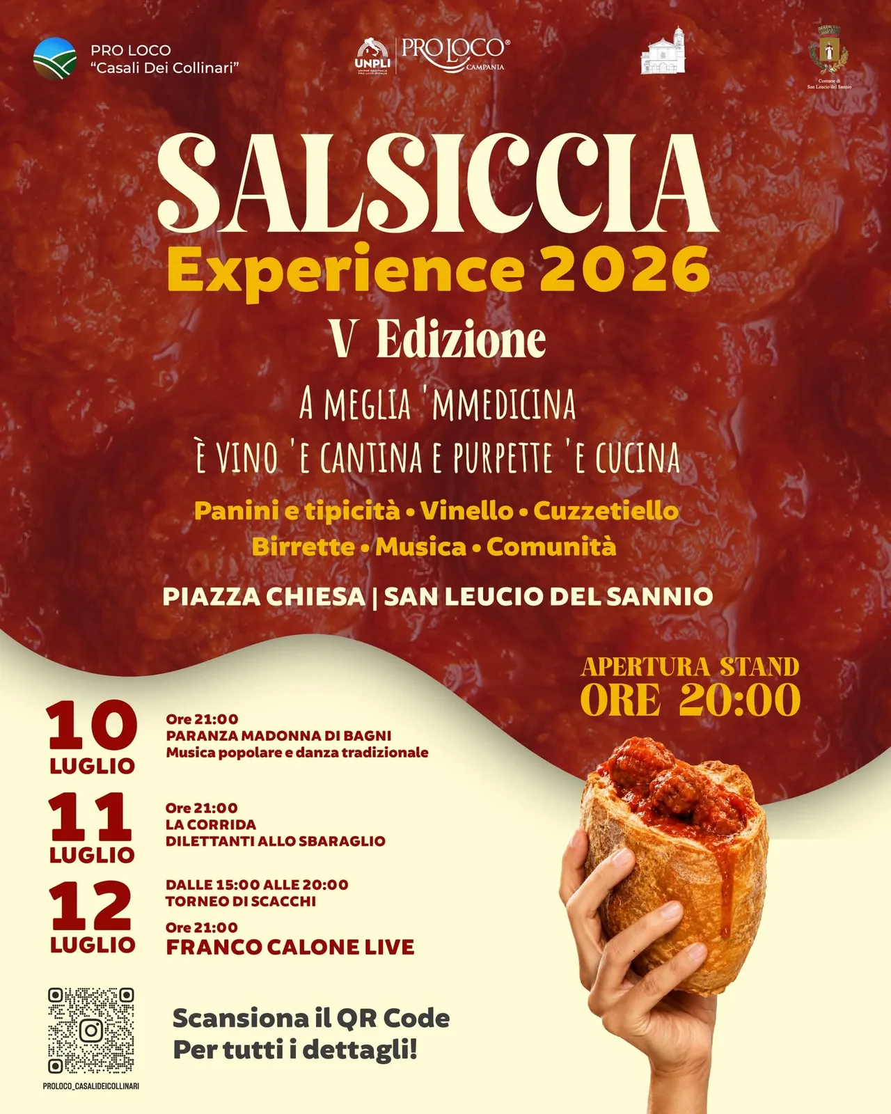 Locandina V Edizione Salsiccia Experience 2026 a San Leucio del Sannio (Benevento)