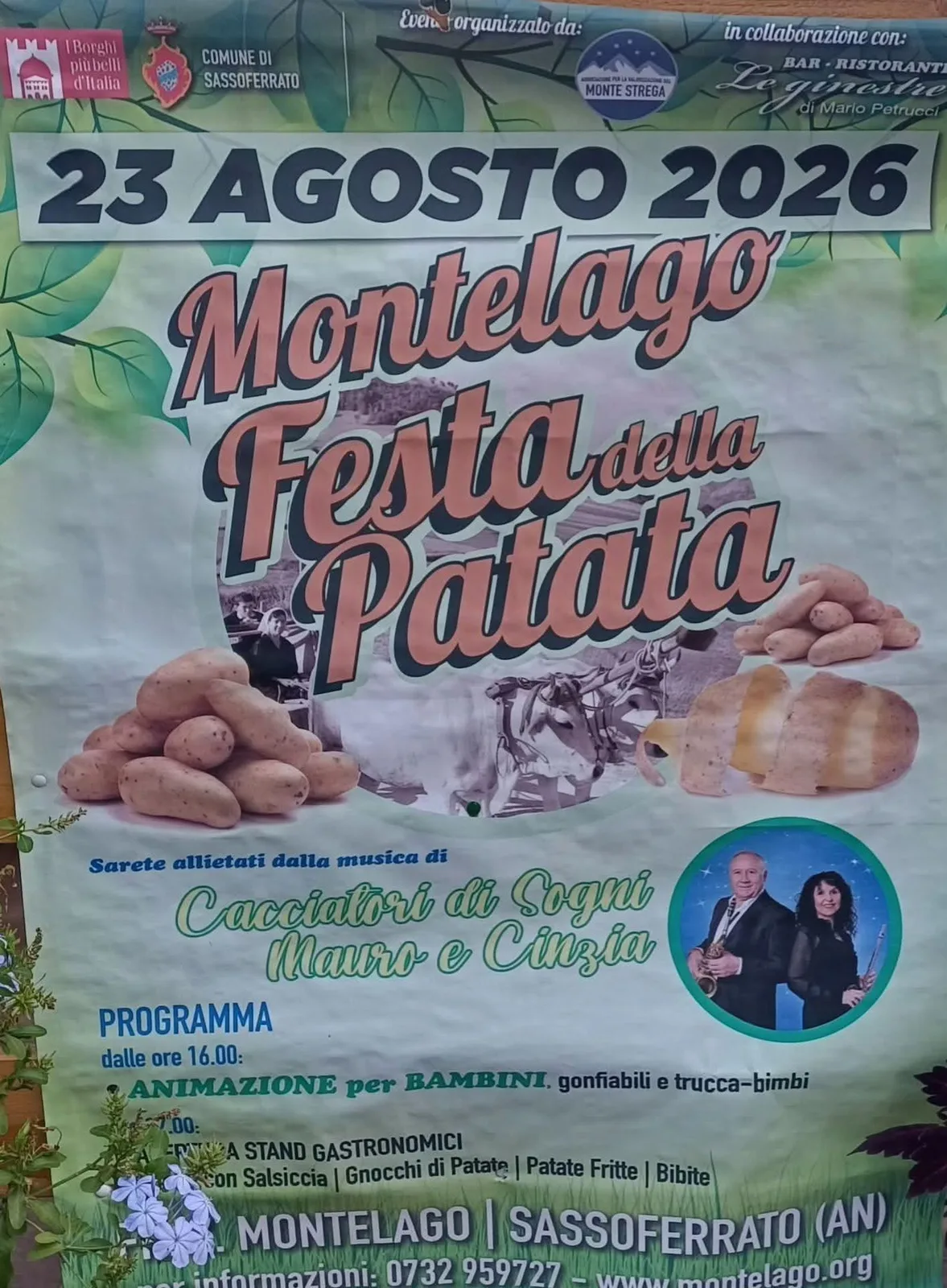Locandina Festa della Patata Montelago 2026 a Sassoferrato (Ancona)