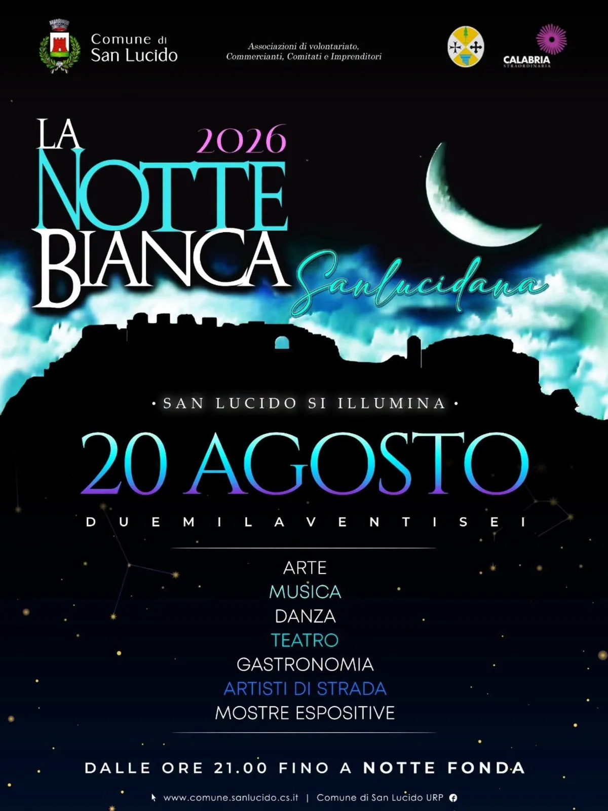 Locandina La Notte Bianca Sanlucidana 2026 a San Lucido (Cosenza)