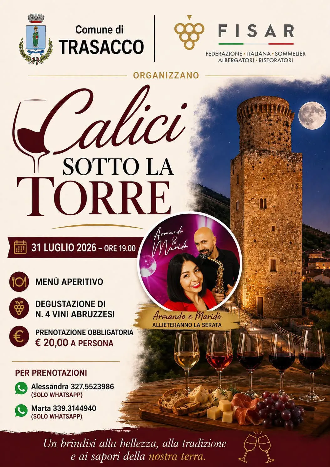Locandina Calici sotto la Torre 2026 a Trasacco (L'aquila)