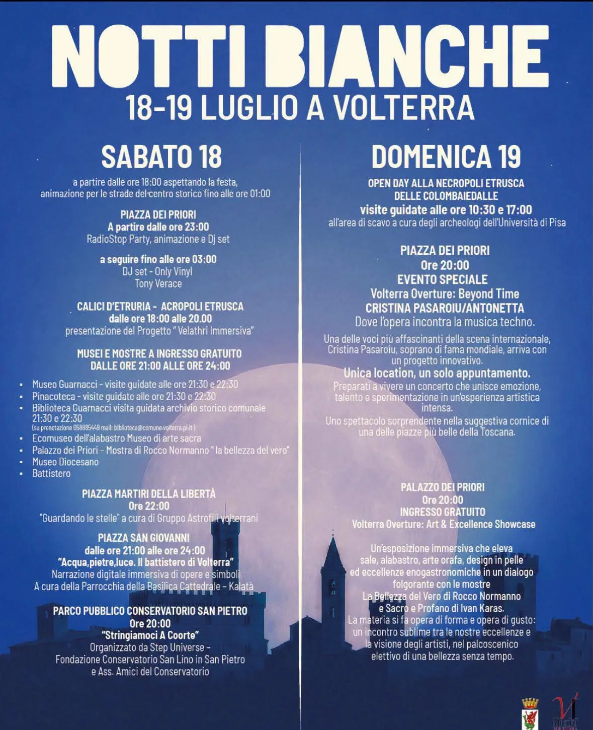 Locandina Notti Bianche 2026 a Volterra a Volterra (Pisa)