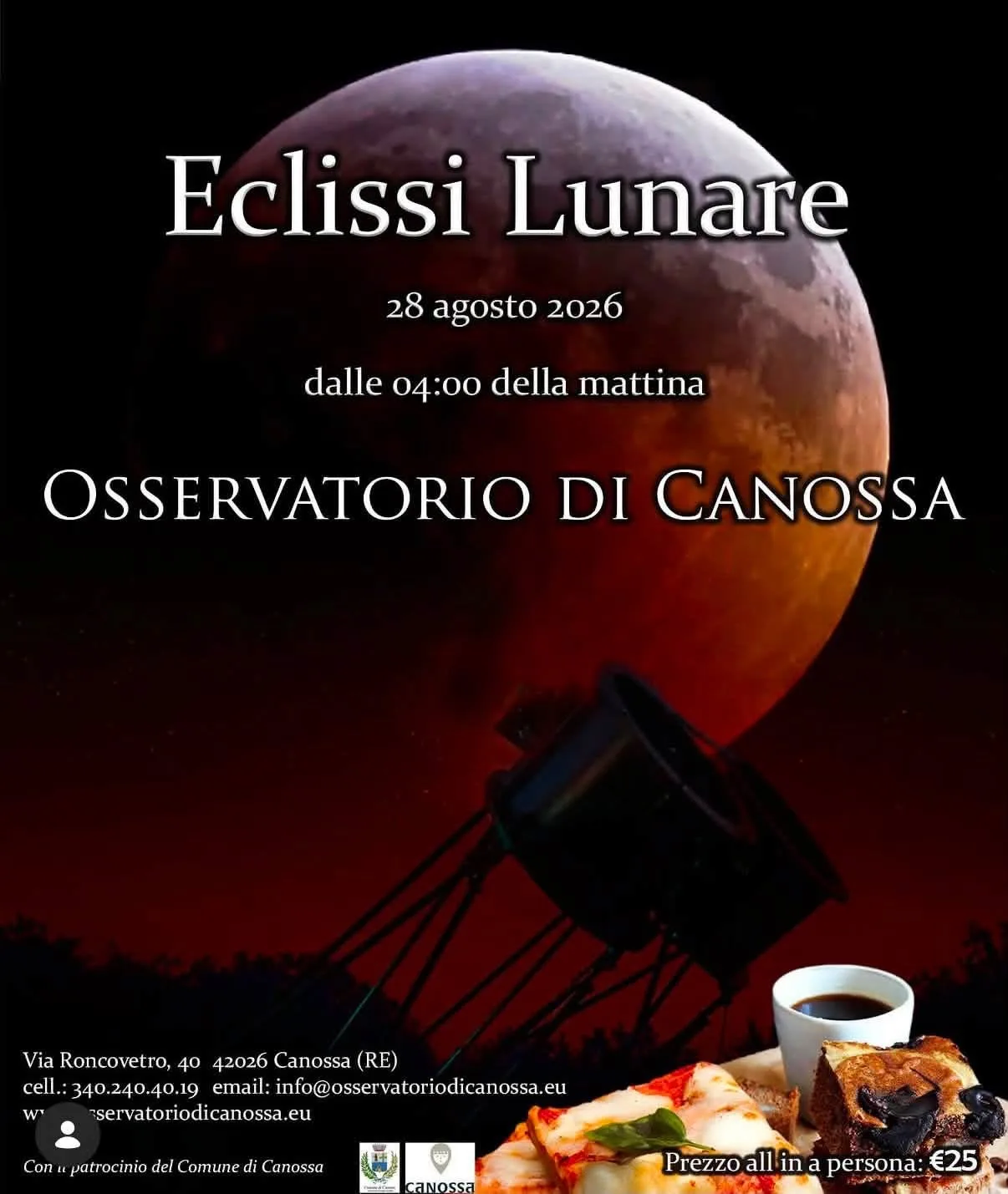 Locandina Eclissi Lunare 2026 a Canossa (Reggio Emilia)