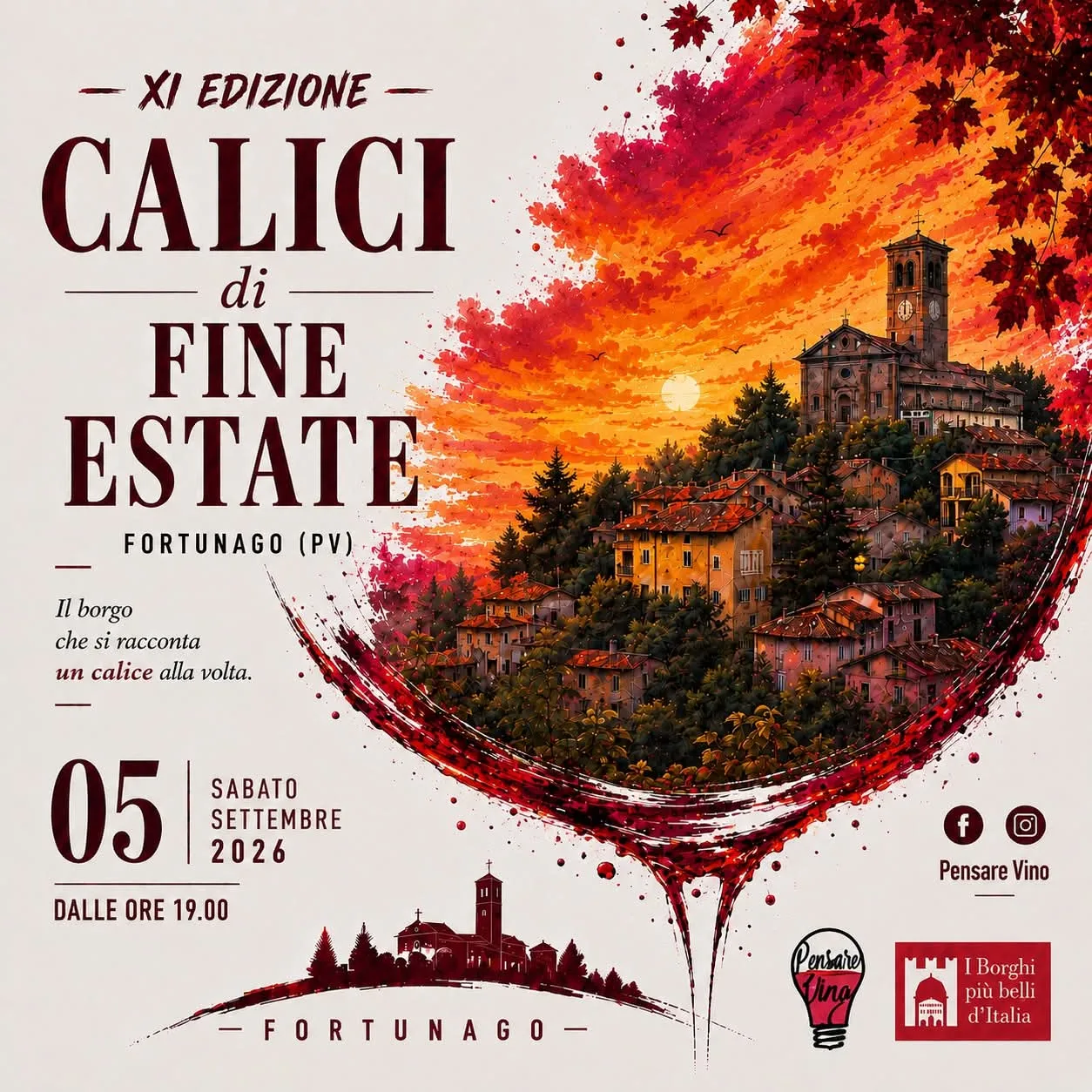 Locandina 11ª Calici di Fine Estate 2026 a Fortunago (Pavia)