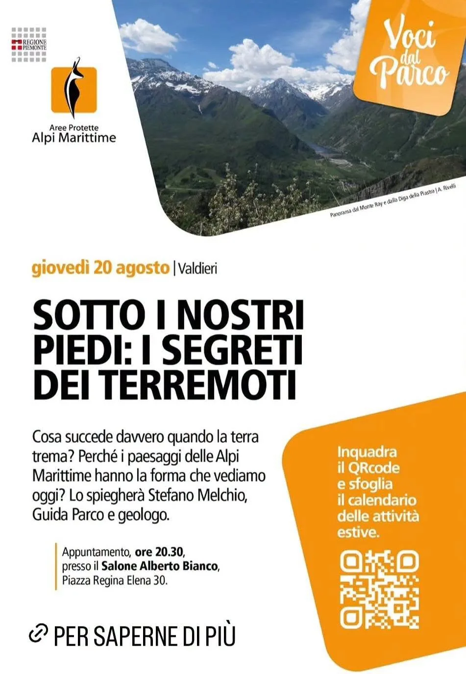 Locandina Sotto i Nostri Piedi: I Segreti dei Terremoti 2026 a Valdieri (Cuneo)
