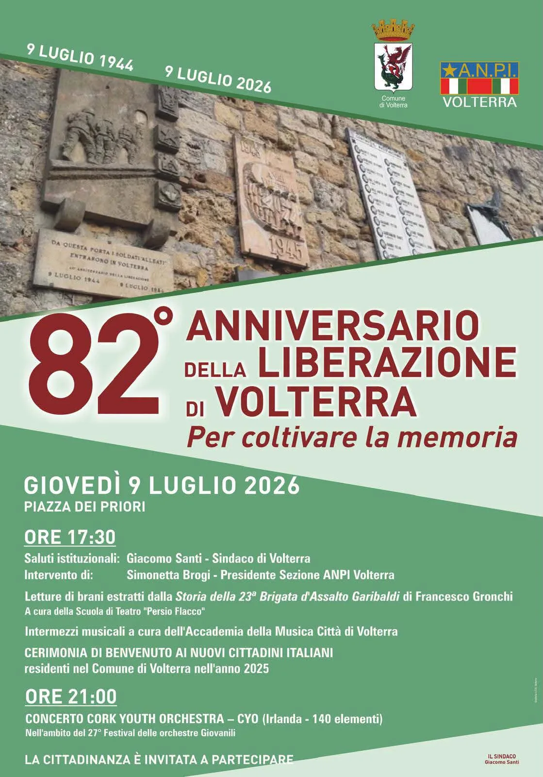 Locandina Concerto Cork Youth Orchestra 2026 a Volterra (Pisa)