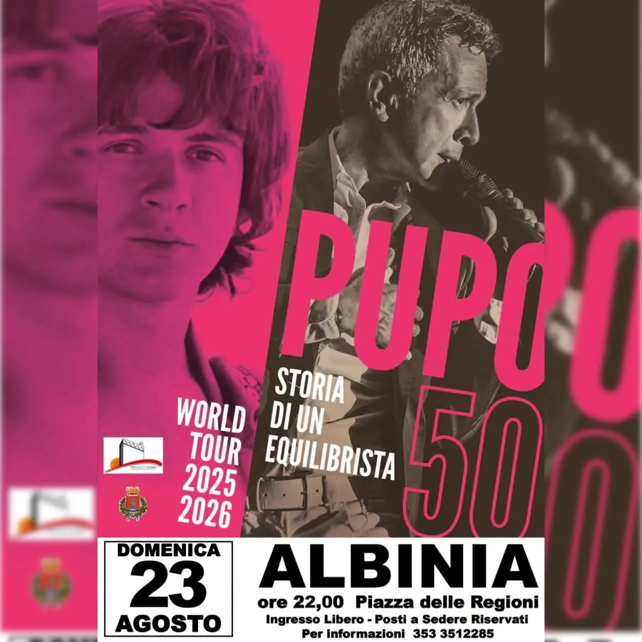 Locandina Pupo Storia di un Equilibrista World Tour 2026 a Orbetello (Grosseto)