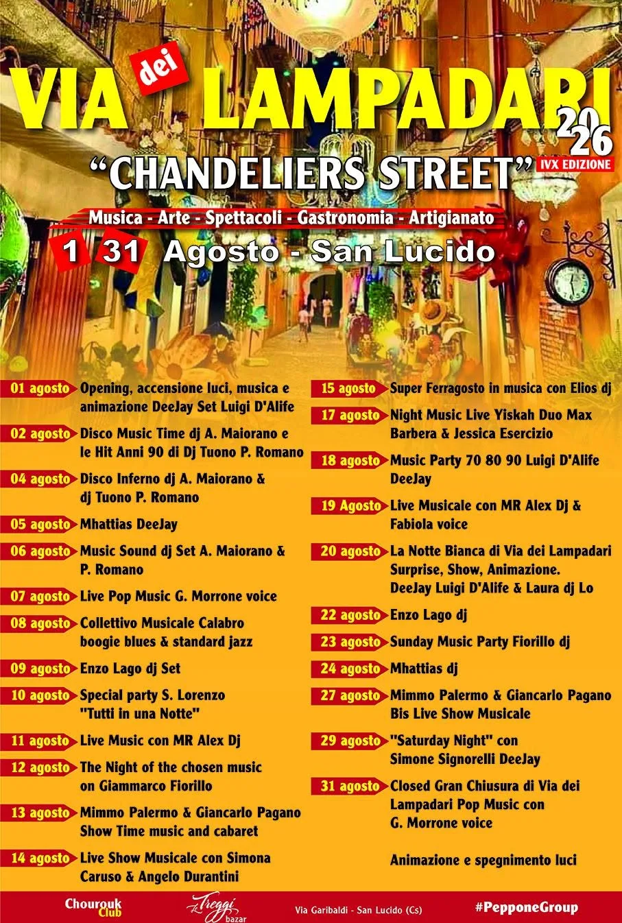 Locandina calendario eventi agosto 2026 a San Lucido (Cosenza)