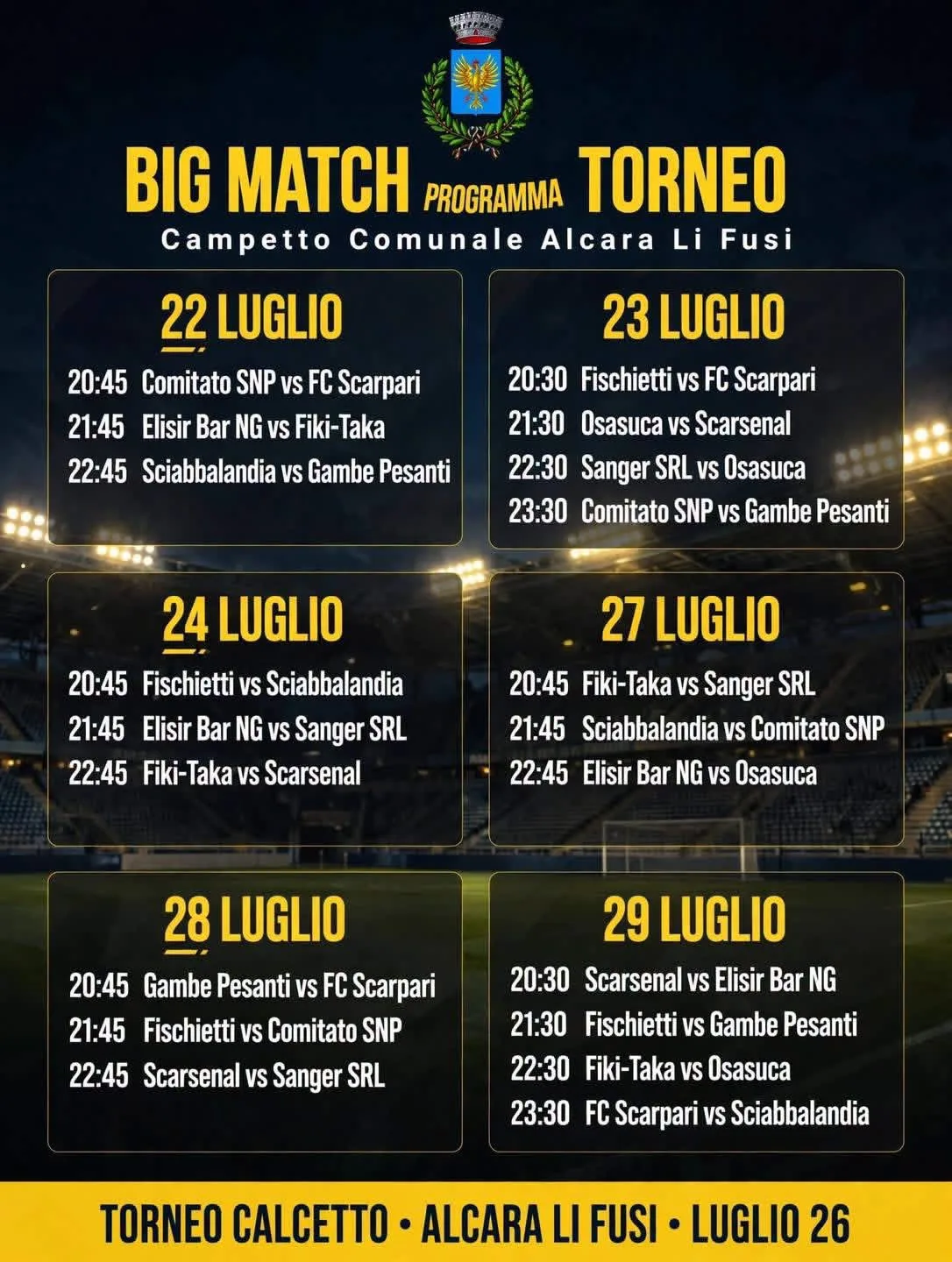 Locandina Torneo di Calcetto Alcara Li Fusi 2026 a Alcara li Fusi (Messina)