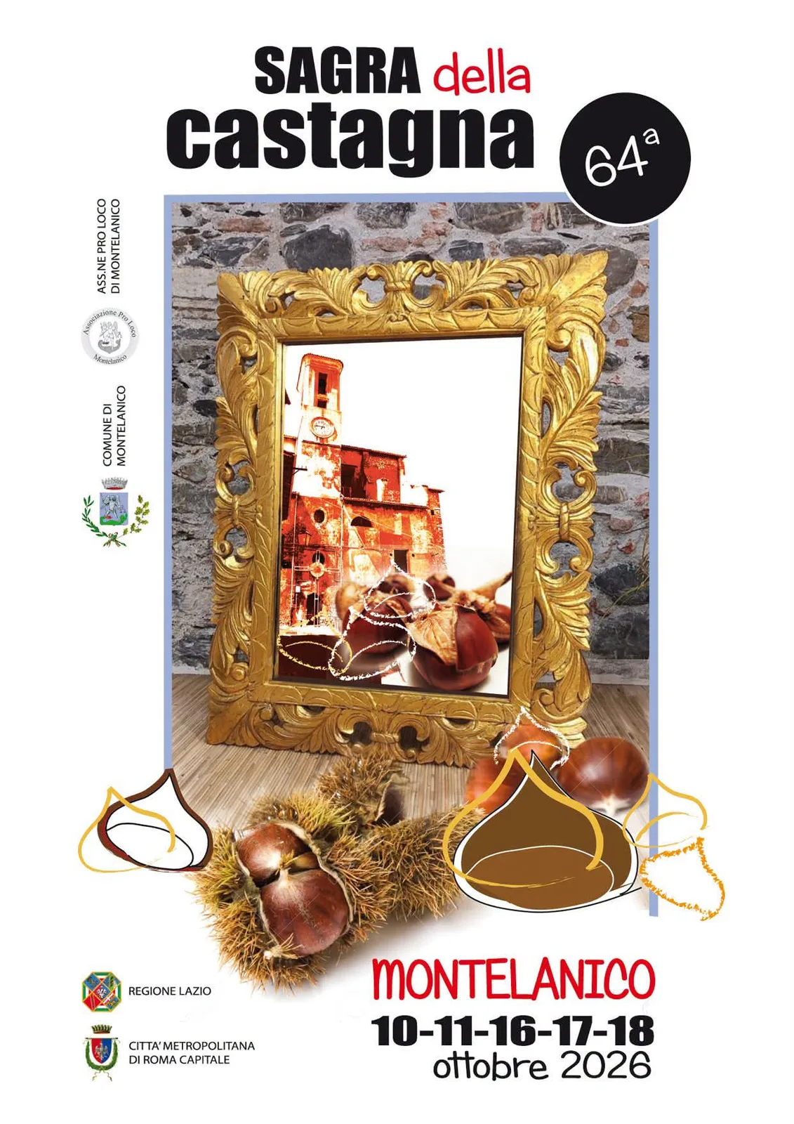 Locandina 64ª Sagra della Castagna 2026 a Montelanico (Roma)