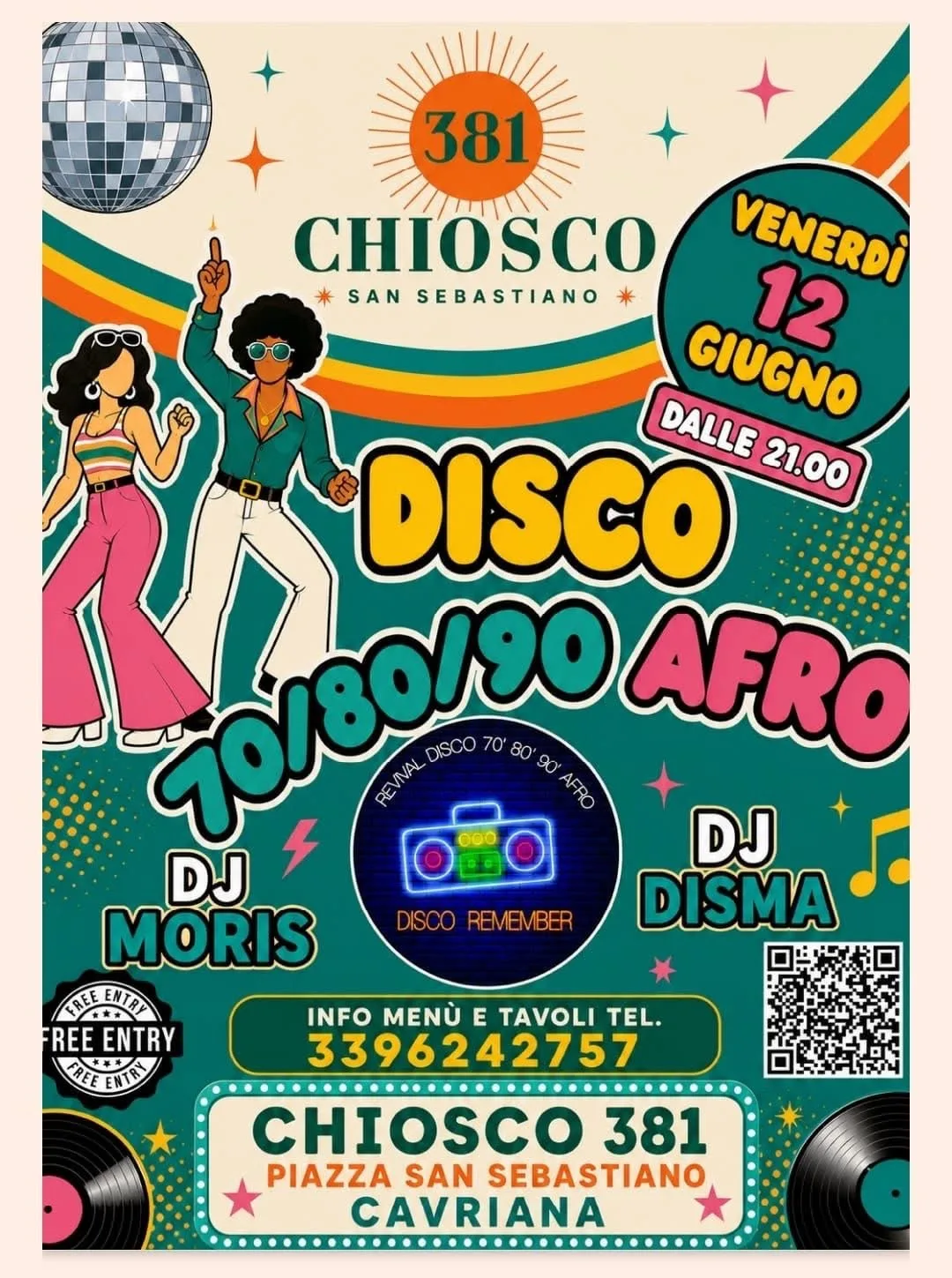 Locandina Disco 70/80/90 Afro 2026 a Cavriana (Mantova)