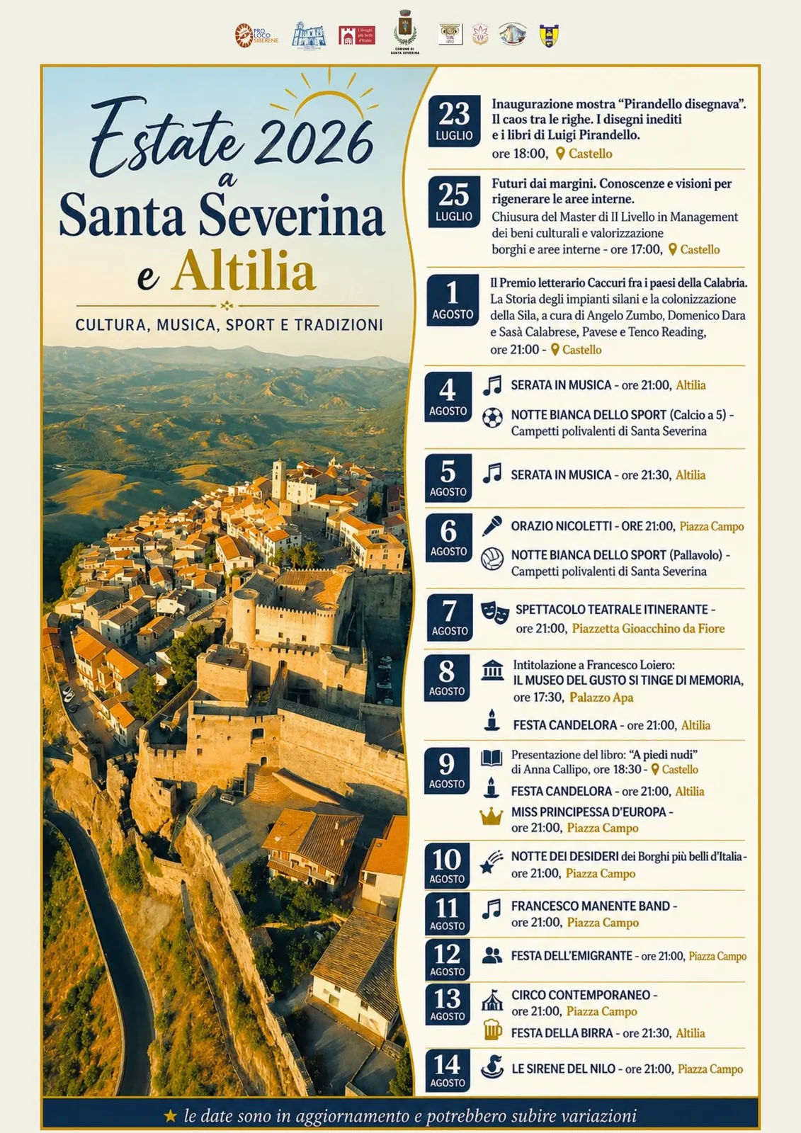 Locandina Spettacolo teatrale itinerante 2026 a Santa Severina (Crotone)