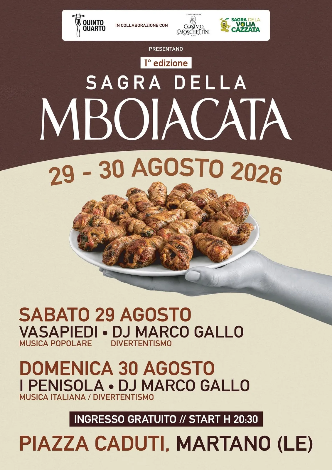 Locandina 1ª Sagra della Mboiacata 2026 a Martano (Lecce)