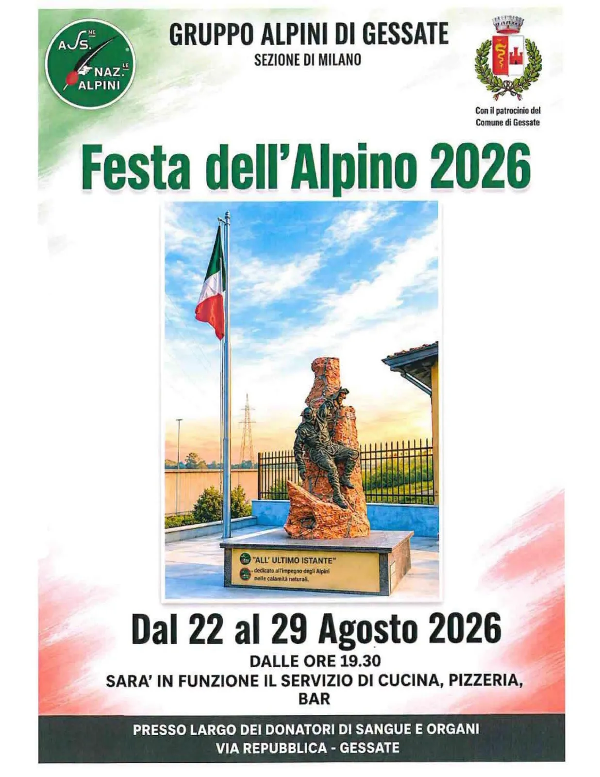 Locandina Festa dell'Alpino 2026 a Gessate (Milano)