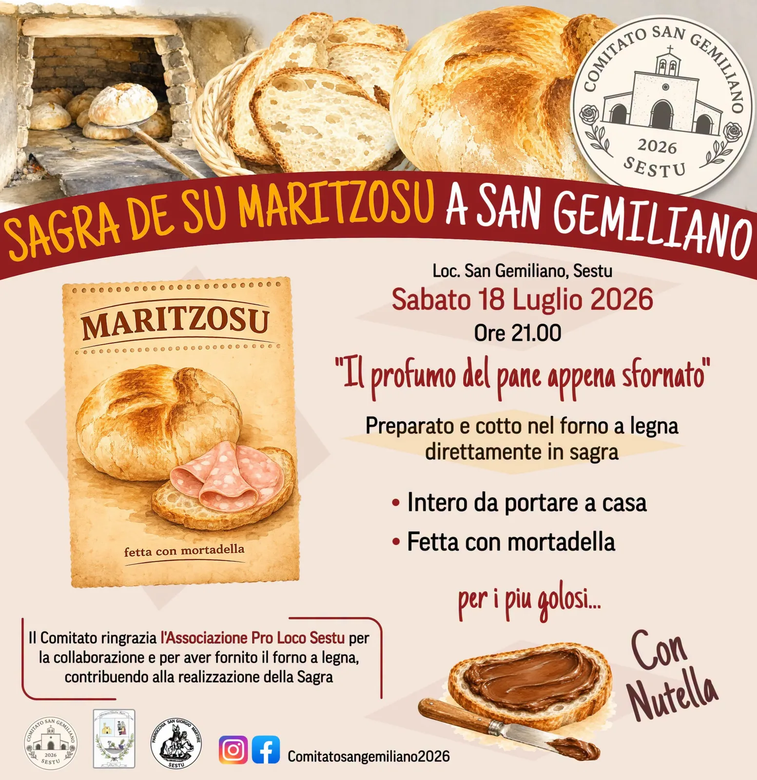 Locandina Sagra de Su Maritzosu a San Gemiliano 2026 a Sestu (Cagliari)