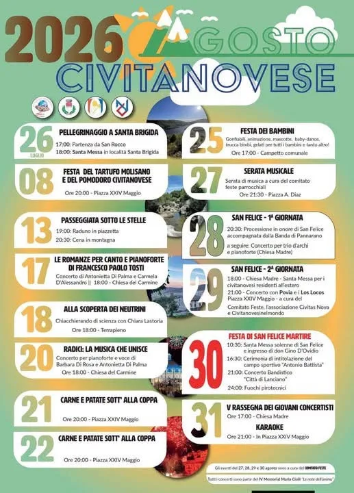 Locandina Festa del Tartufo e Pomodoro Civitanovese 2026 a Civitanova del Sannio (Isernia)