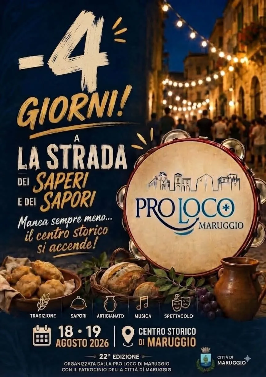 Locandina 22ª La Strada dei Saperi e dei Sapori 2026 a Maruggio (Taranto)