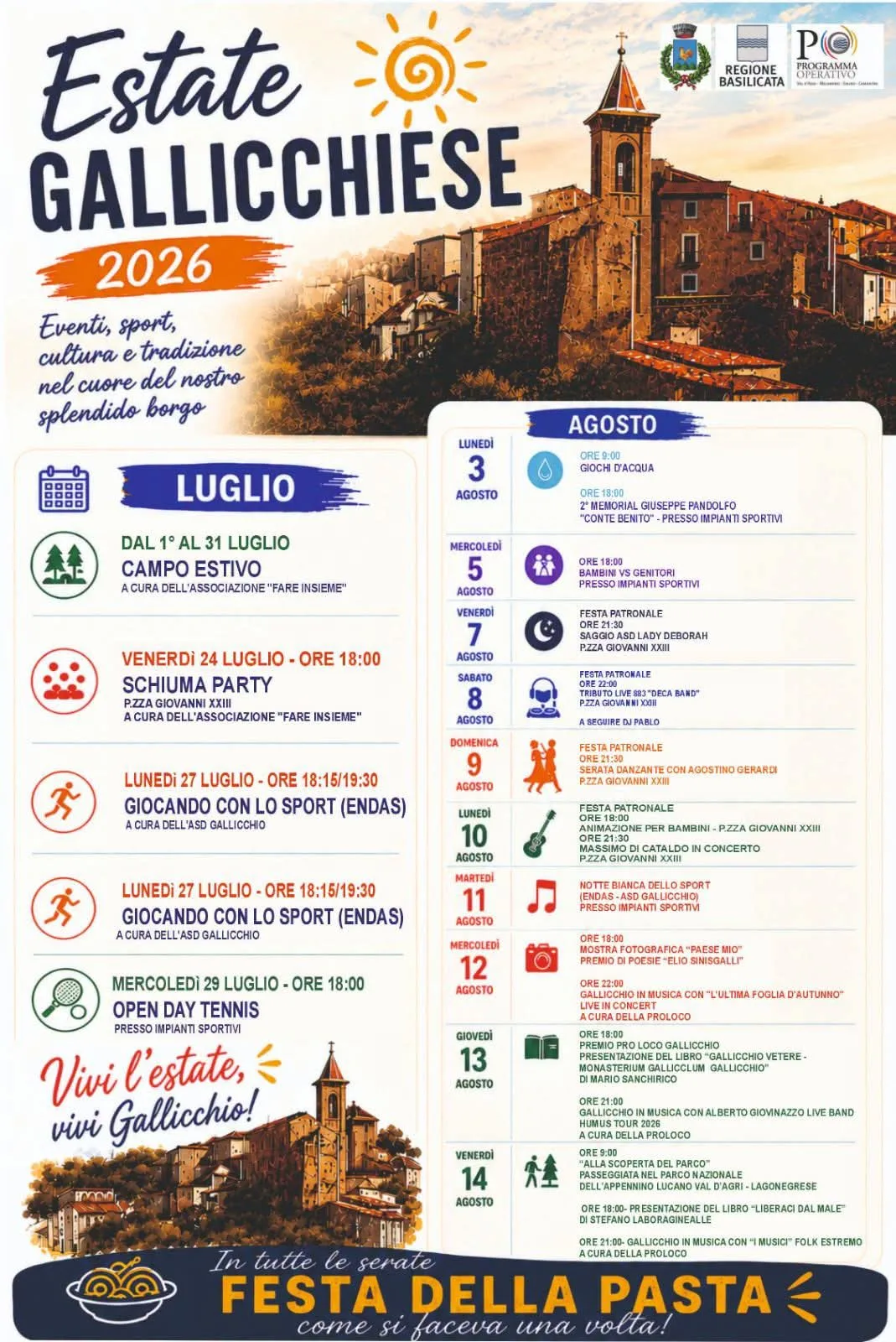 Locandina Campo Estivo 2026 a Gallicchio (Potenza)
