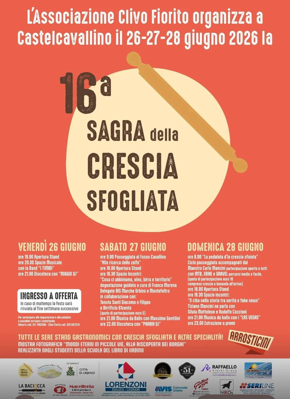 Locandina Sagra della Crescia Sfogliata 2026 a Urbino (Pesaro e urbino)