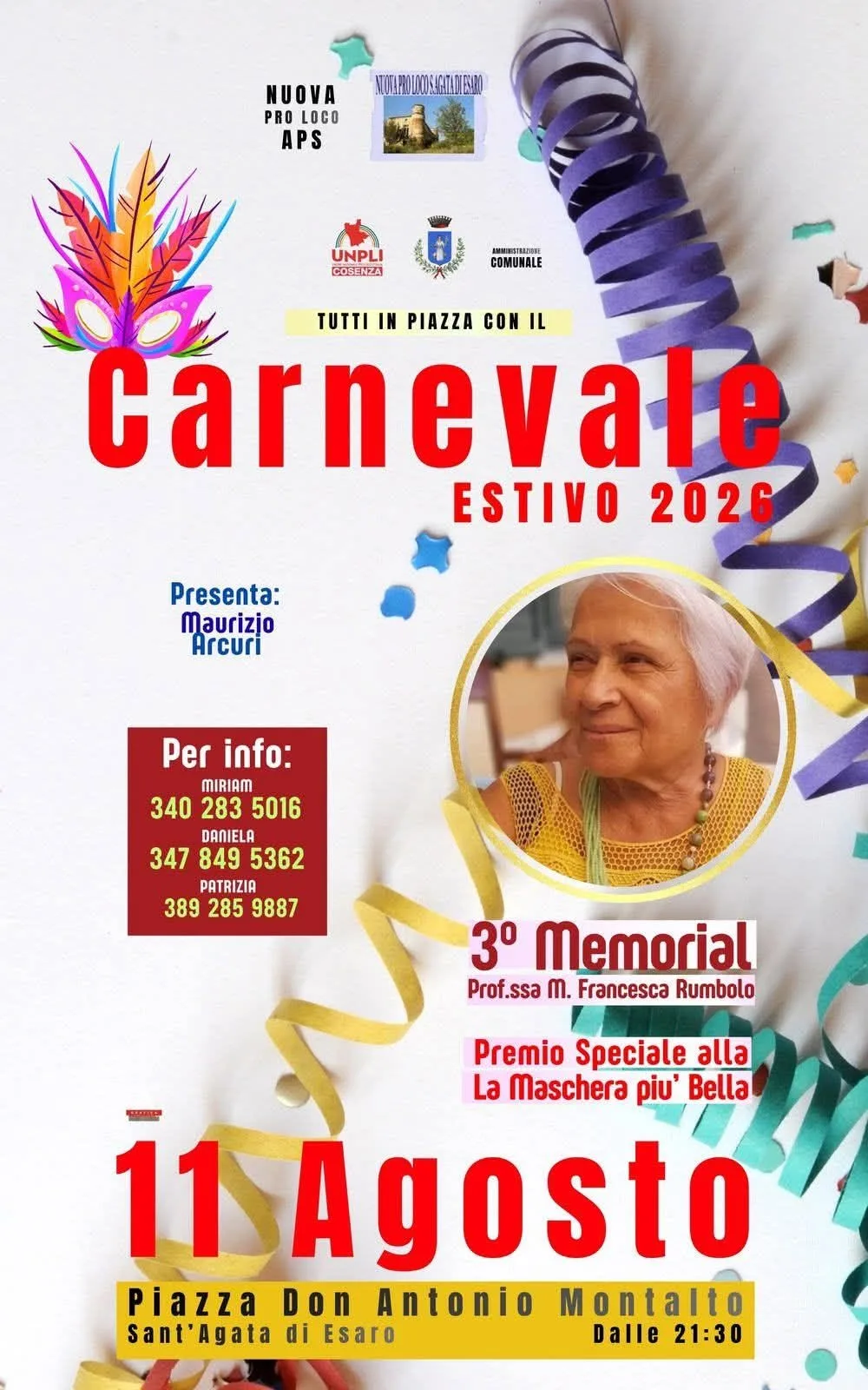 Locandina Carnevale Estivo 2026 a Sant'Agata di Esaro a Sant'Agata di Esaro (Cosenza)