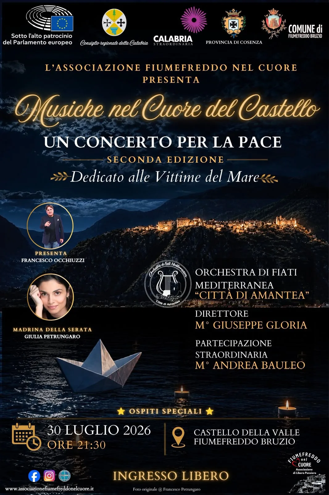Locandina Musiche nel Cuore del Castello 2026 — 2ª Edizione a Fiumefreddo Bruzio (Cosenza)