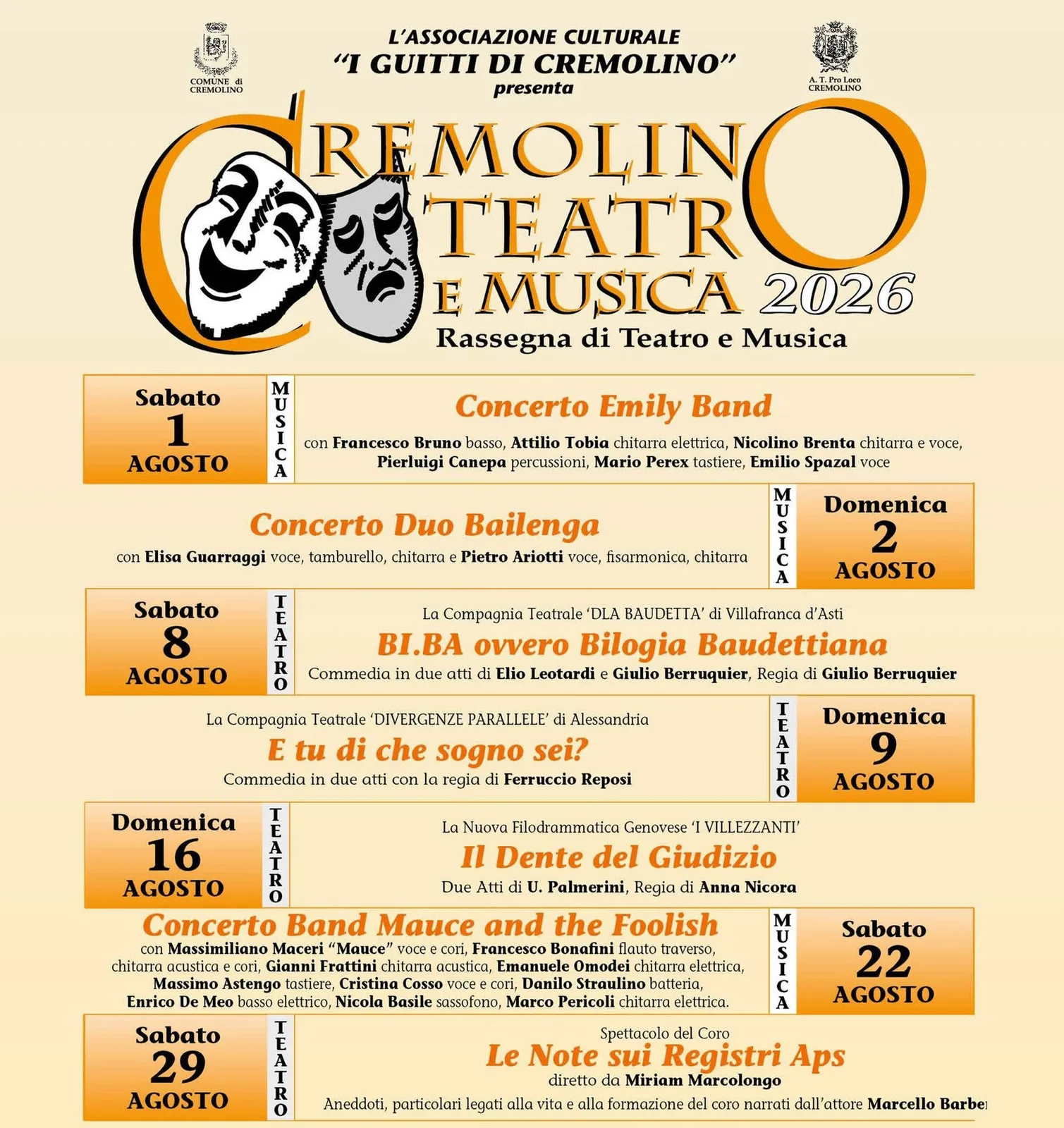 Locandina Concerto Emily Band — Cremolino Teatro e Musica 2026 a Cremolino (Alessandria)