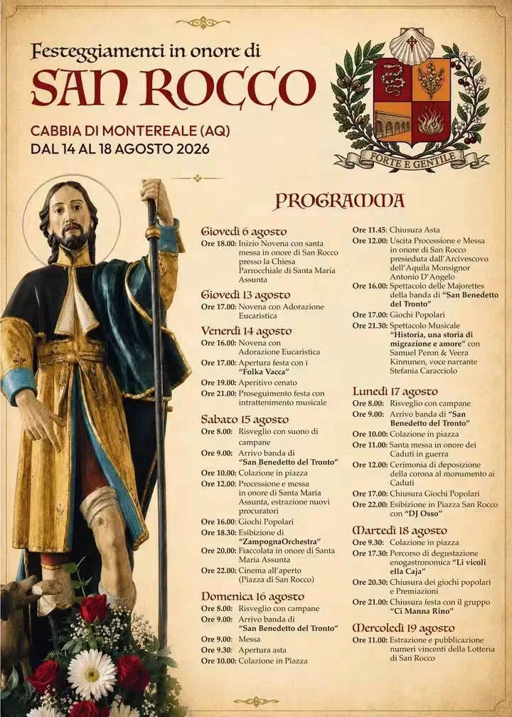 Locandina Novena e Santa Messa 2026 a Montereale (L'aquila)