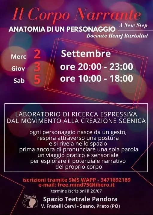 Locandina Il Corpo Narrante 2026 - Anatomia di un Personaggio a Prato (Prato)