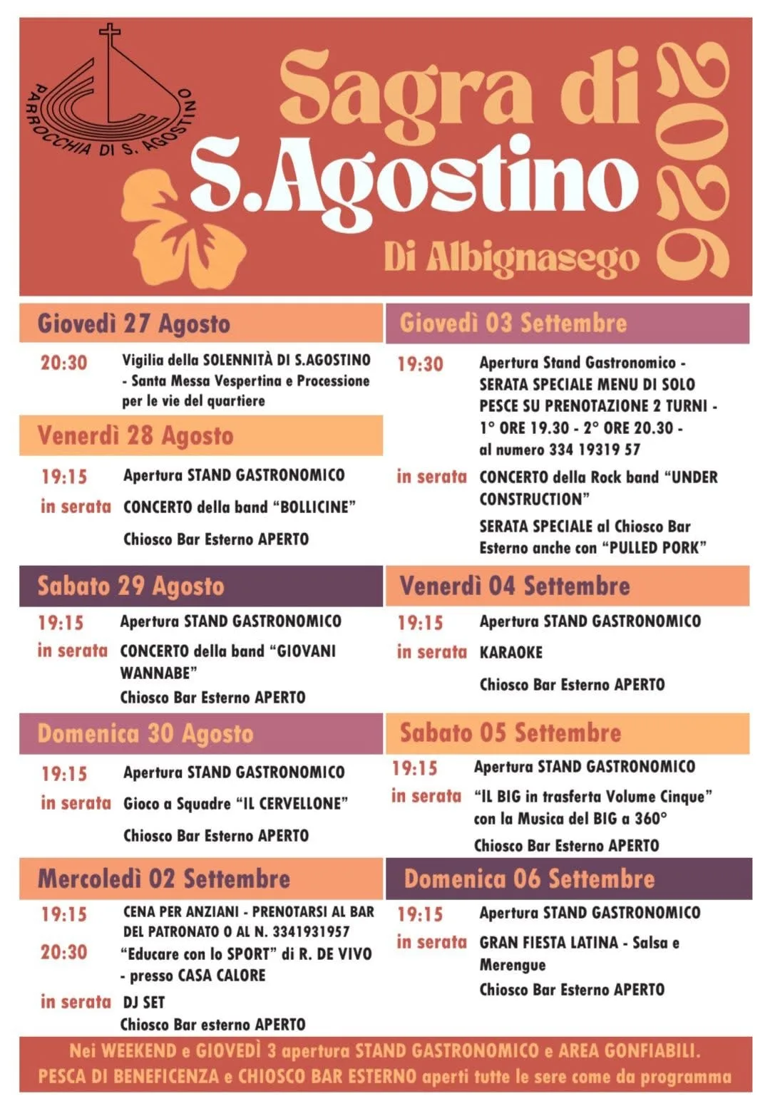 Locandina calendario eventi estate 2026 a Albignasego (Padova)