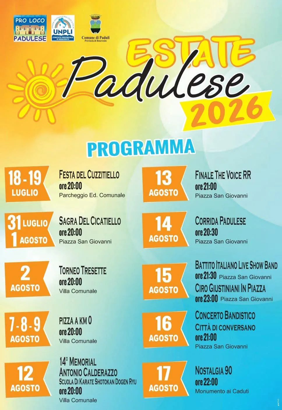 Locandina Torneo Tressette 2026 a Paduli (Benevento)